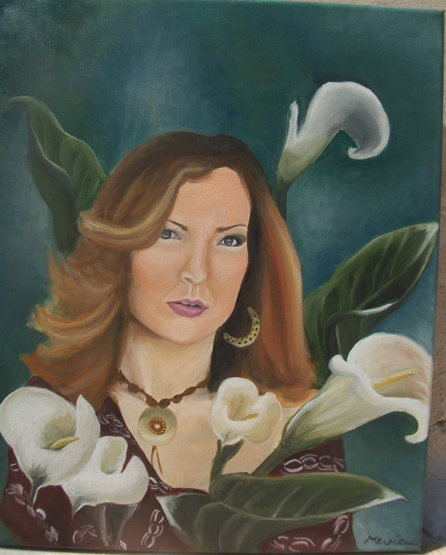 Portrait with Calla Lilies