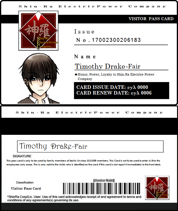 ShinRa Visitor Pass for Tim Drake