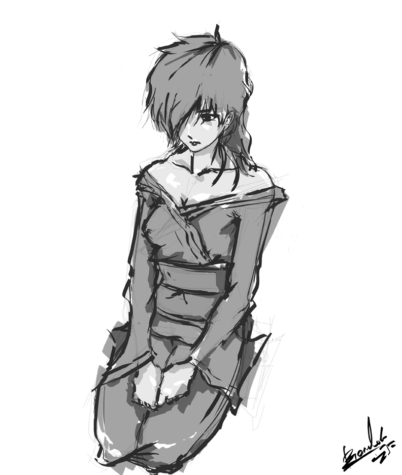 Person Kneeling Front View Drawing Ooi Wallpaper