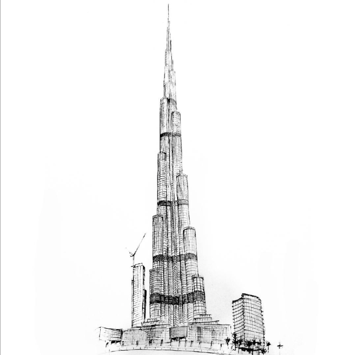 New How To Draw Burj Khalifa Sketch with simple drawing