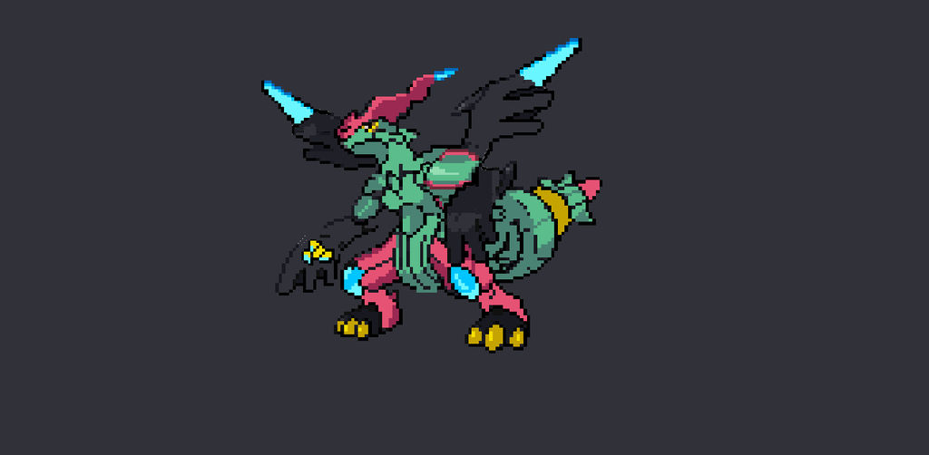 Fusion of red rayquaza and zekrom pokemon