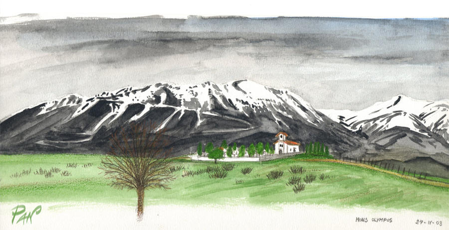 Watercolor - Mount Olympus, Greece