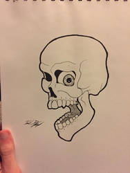 Cartoon Skull sketch done in sharpie pen