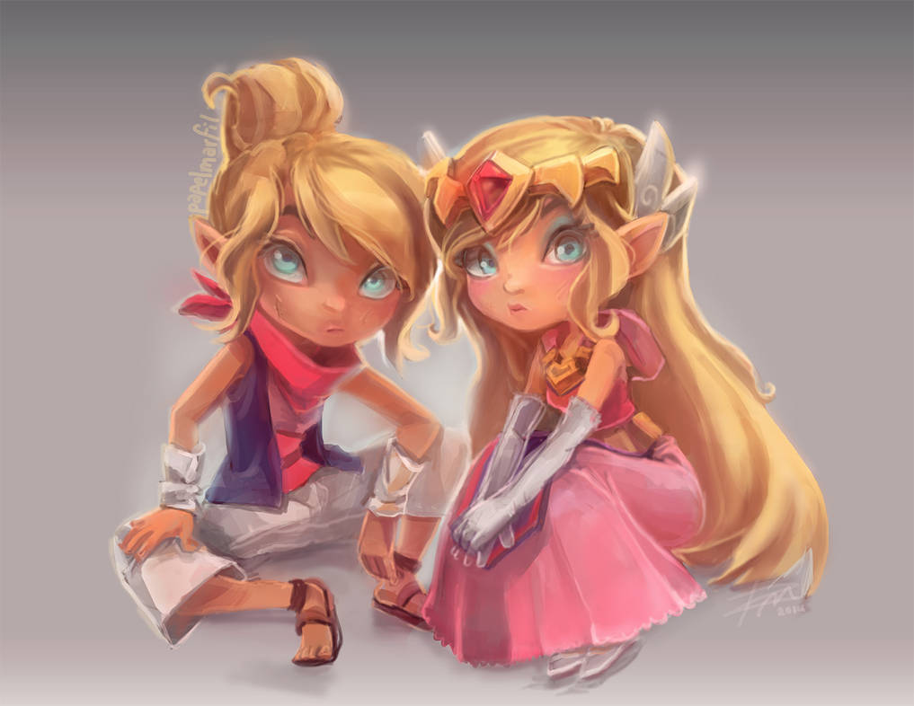 The Legend of Zelda - Zelda and Tetra by papelmarfil