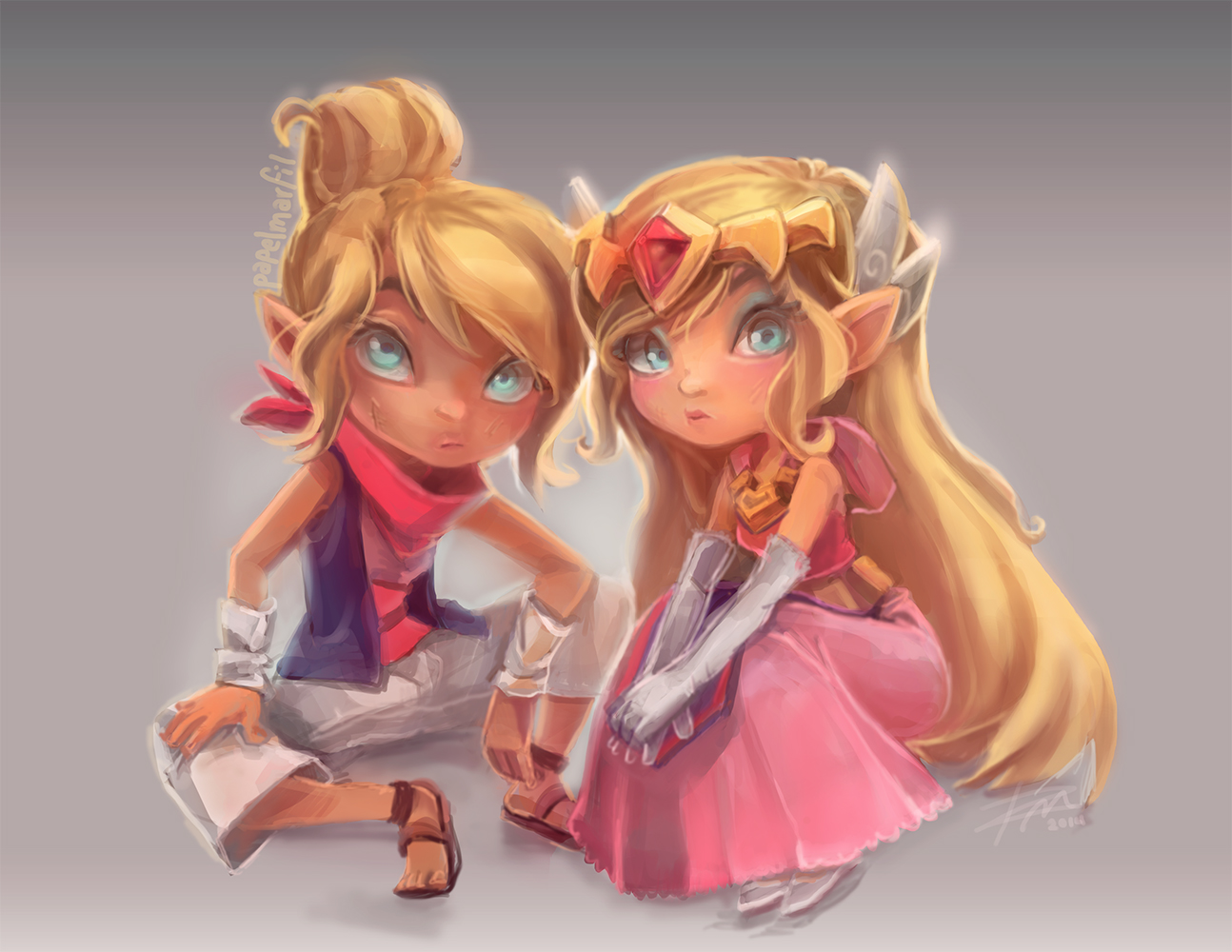The Legend of Zelda - Zelda and Tetra by papelmarfil
