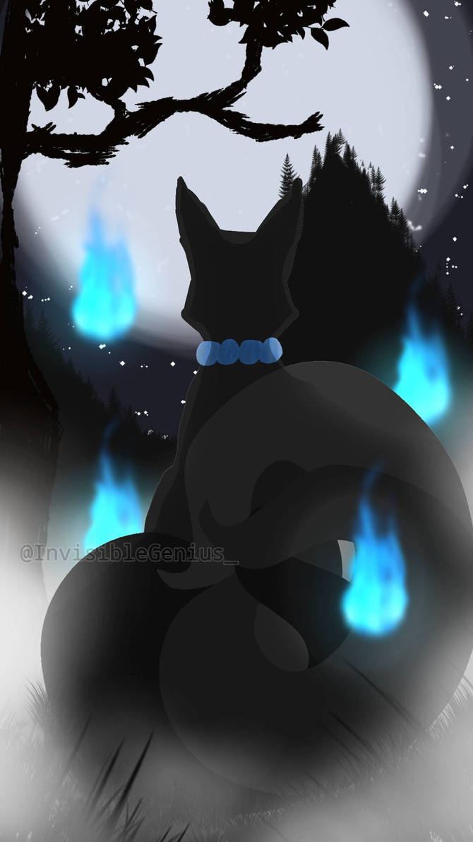 Three-tailed Foxes black by InvisibleGenius on DeviantArt