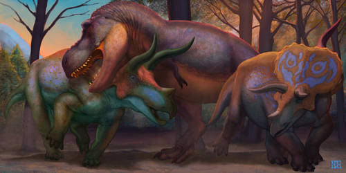 Triceratops and Tyrannosaurus rex