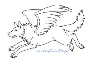 FREE Winged Wolf Line Art