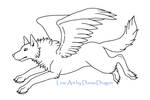 FREE Winged Wolf Line Art