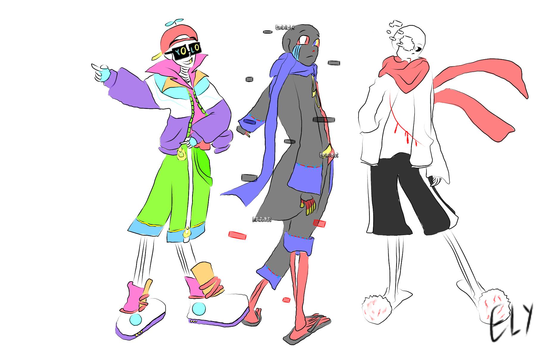 Fresh sans, Error sans and Geno sans (Family) by Lyz98 on DeviantArt