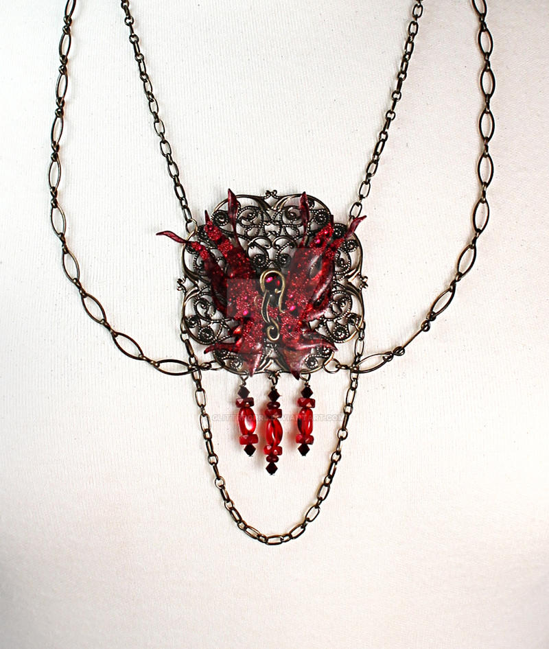 Fire Fairy Necklace in Red (Closeup)