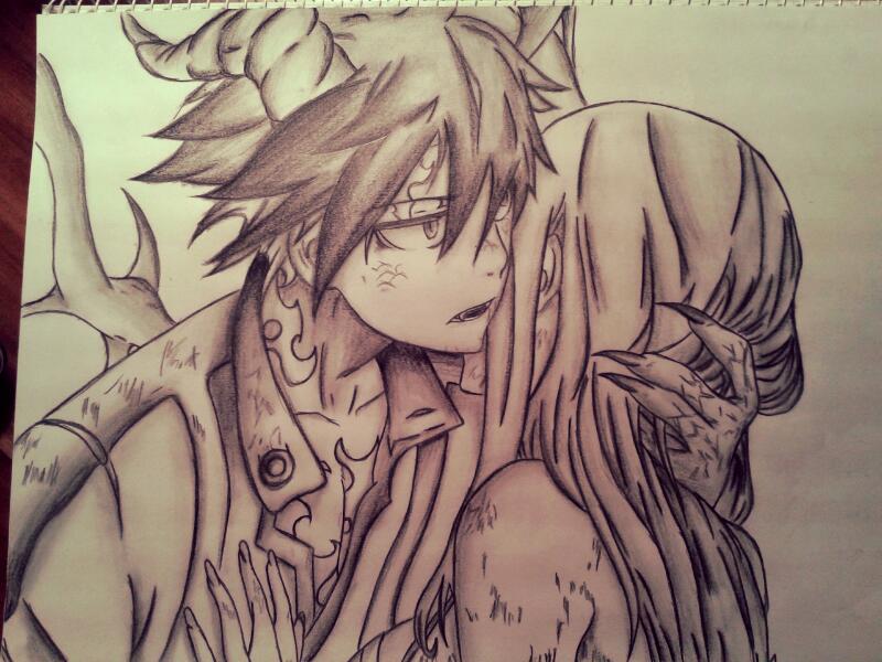 Lucy and Full Dragon Form Natsu by coidragon on DeviantArt