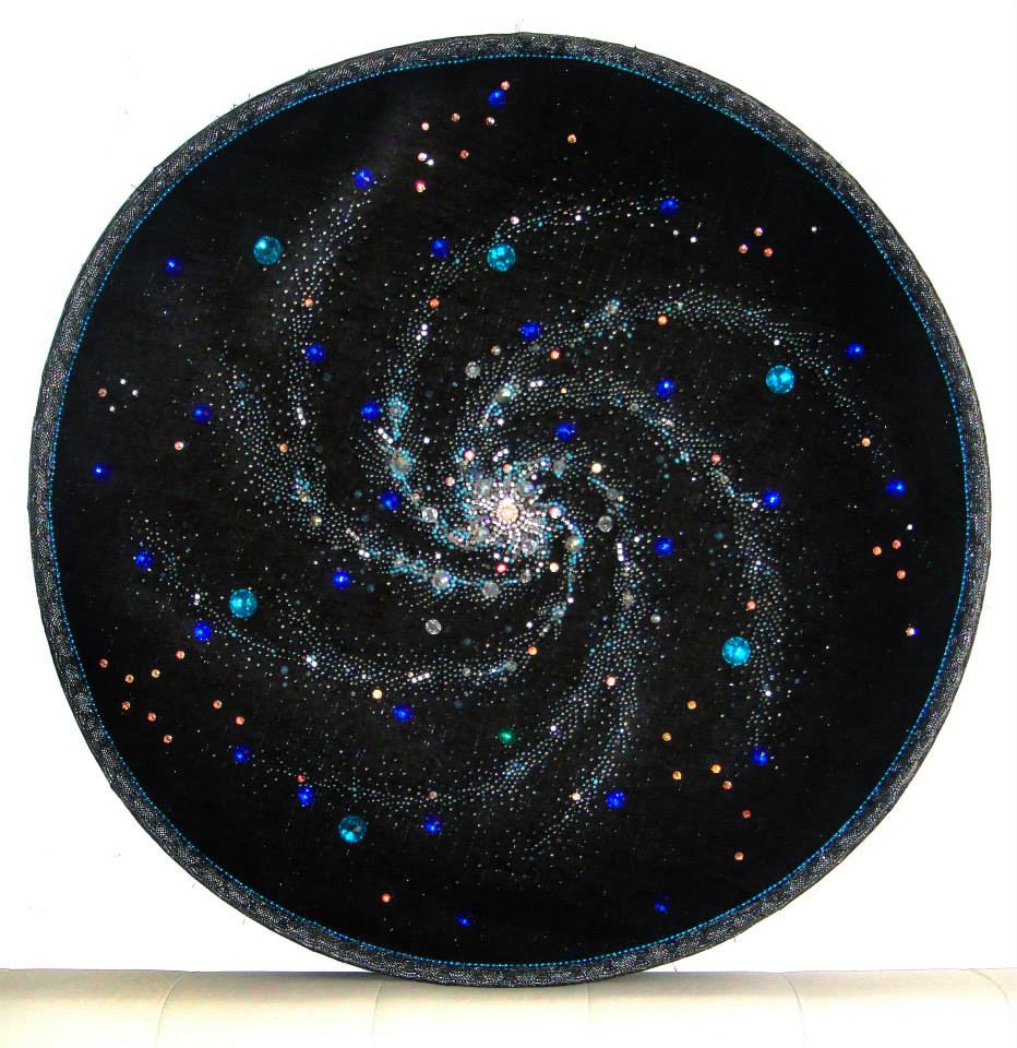 Seautiful space spiral galaxy beadwork embroidery
