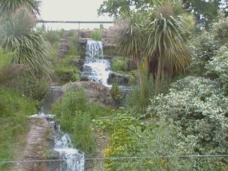 waterfall with a jaguar