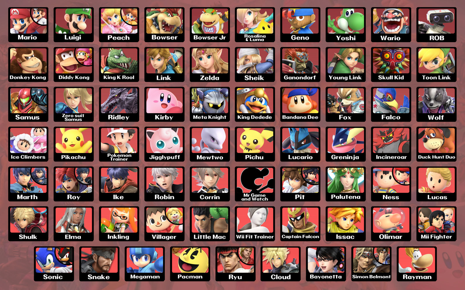 Smash Roster Names Ultimate Super Smash Bros Ultimate - Roster Prediction. by TheShadowRush1992 on ...