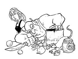An Ogre hunting Rats