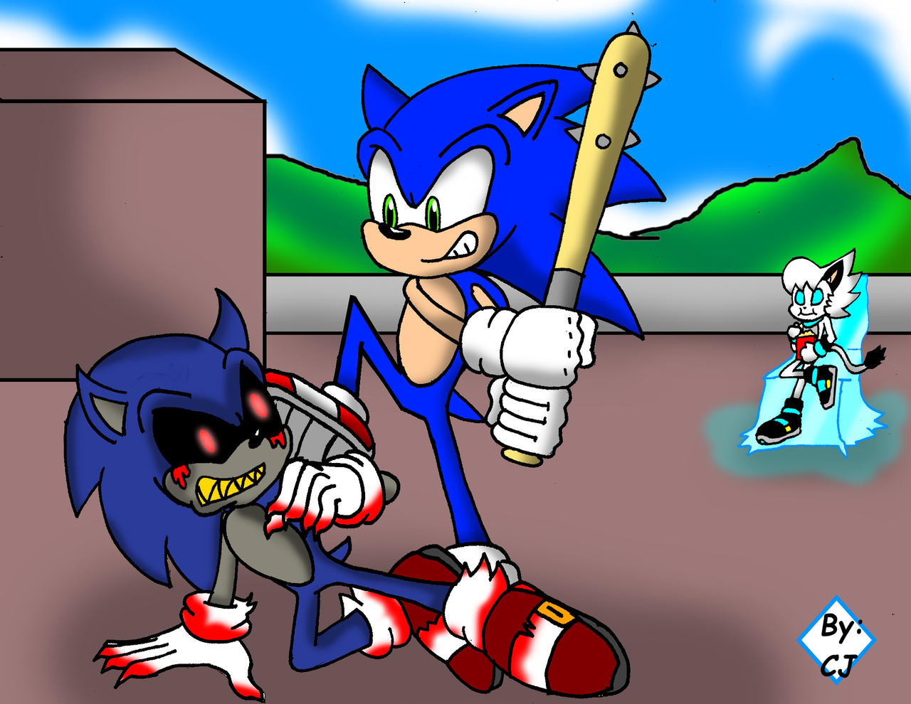 Dibujo de Sonic.exe( ya le puse orejas XD ) by stripXD on DeviantArt