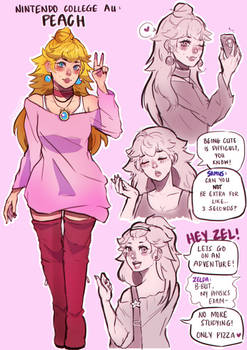 Nintendo College AU: Peach Sketches