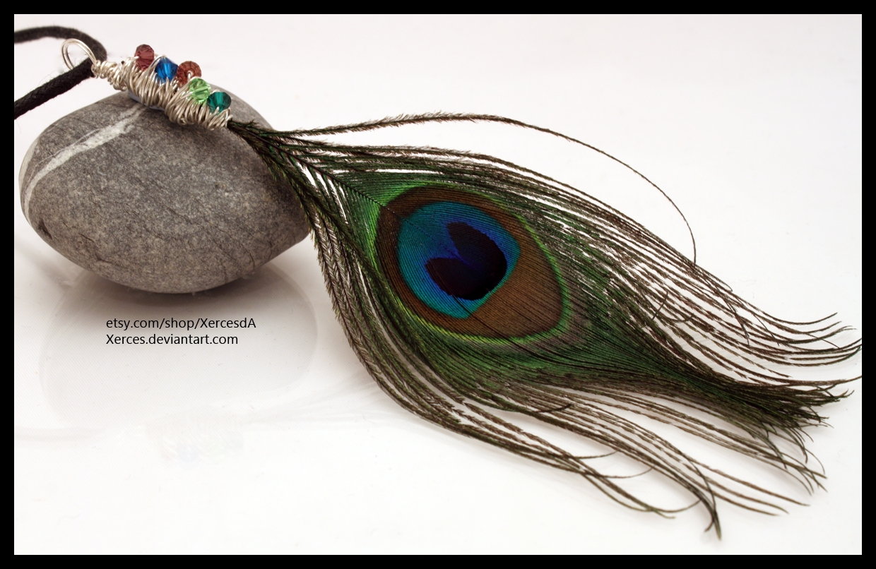 Peacock feather necklace