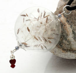 Valentines dandelion glass orb pendant