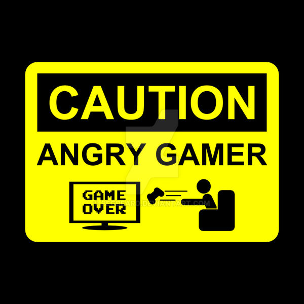 Angry Gamer Caution Sign T-shirt