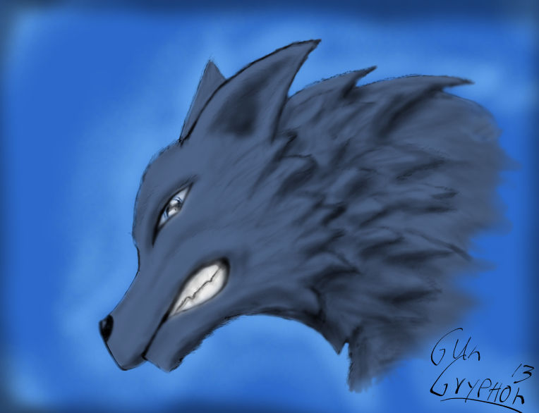 Blue Wolf -First Tablet Painting- by GunGryphon on DeviantArt
