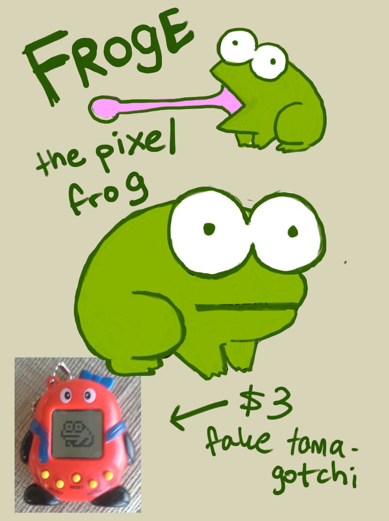 Froge the melancholy pixel frog