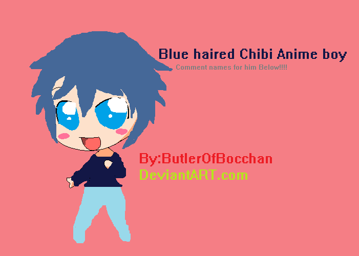 Anime Boy Blue Hair Chibi