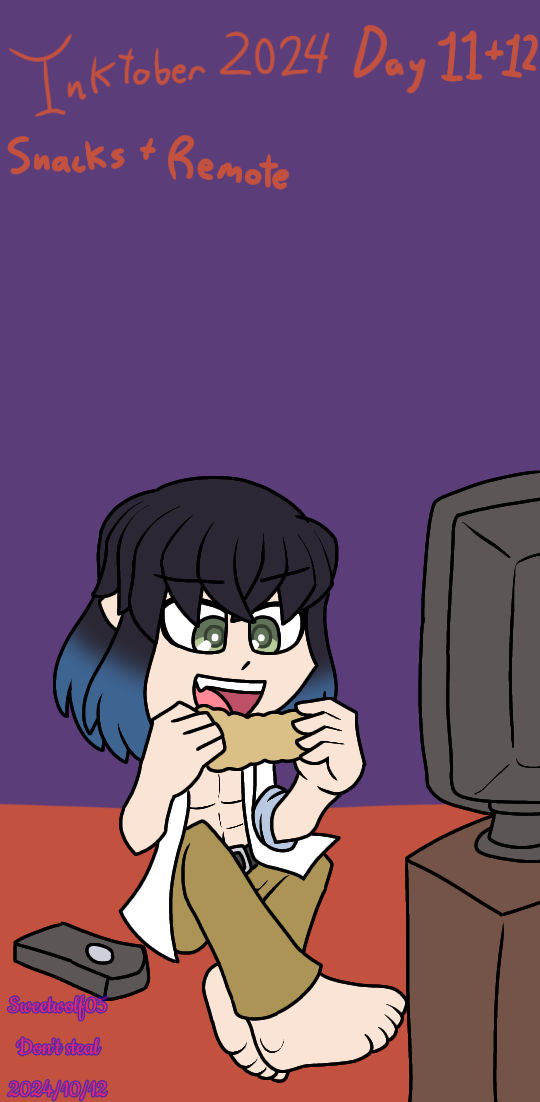Intokber Remote Inktober 2024 Snacks and Remote (KNY) by Sweetwolf05 on DeviantArt