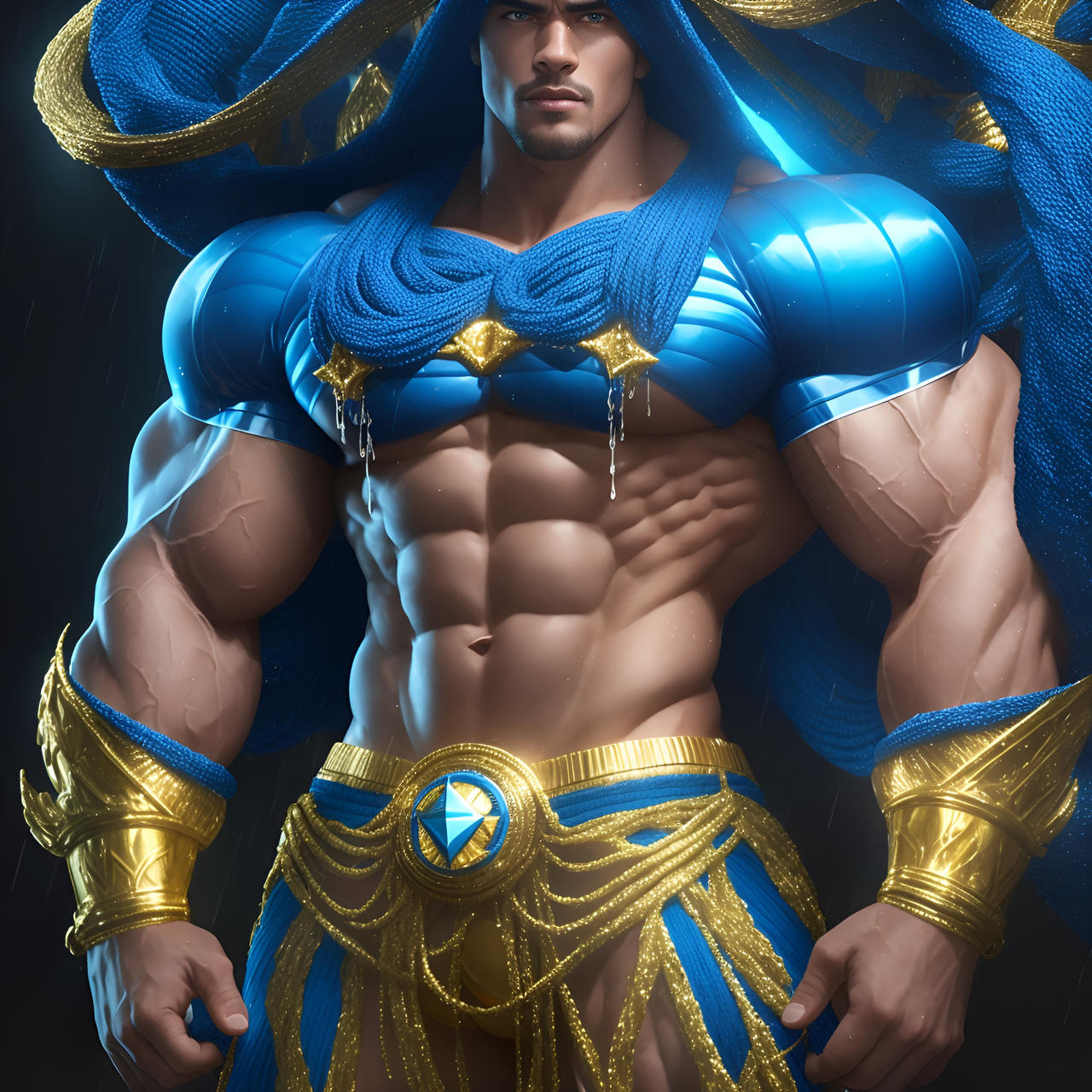 Bodybuilding Deviantart Bodybuilder - Blue and Gold 3 (AI) by AIAdonisArt on DeviantArt