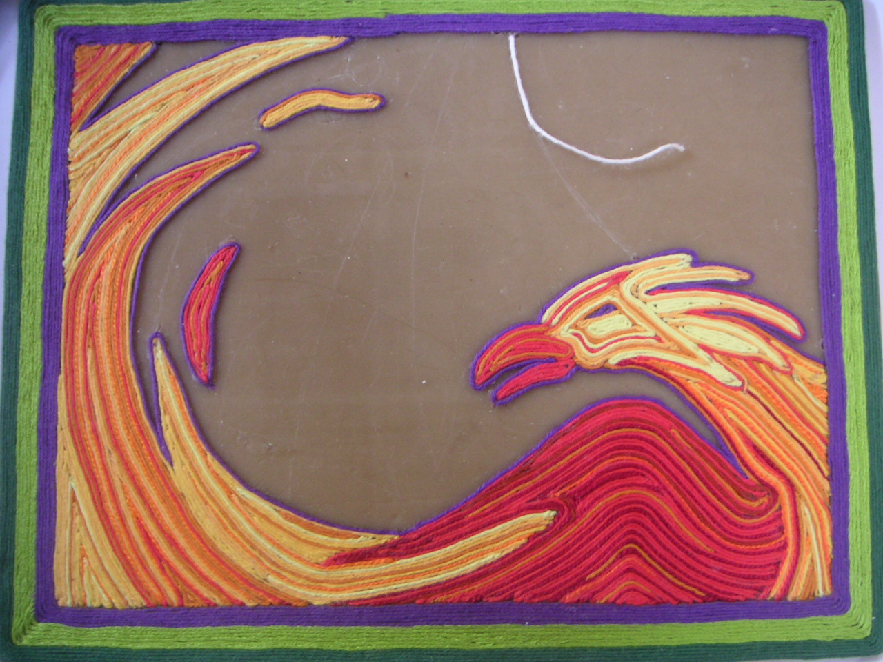 WIP - Firebird Yarn Painting