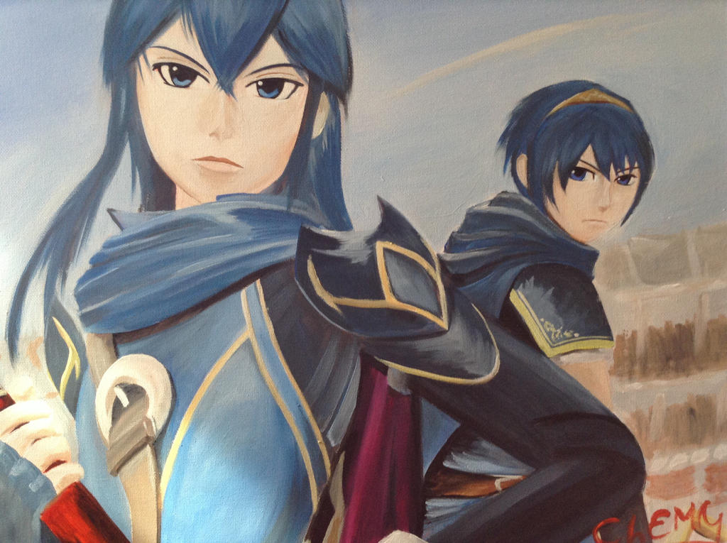 Painting of Lucina and Marth