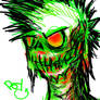 punk mohawk green skeleton