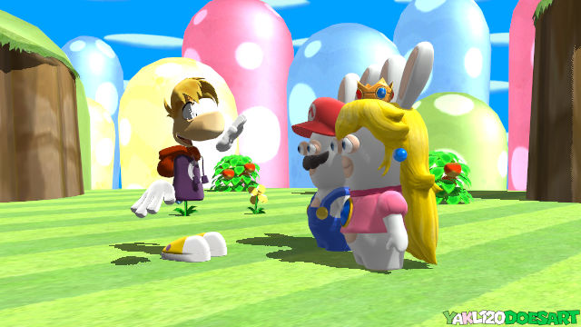 (RQ) Rayman meets Rabbid Mario and Peach (MMD) by YAKL120DoesArt on ...
