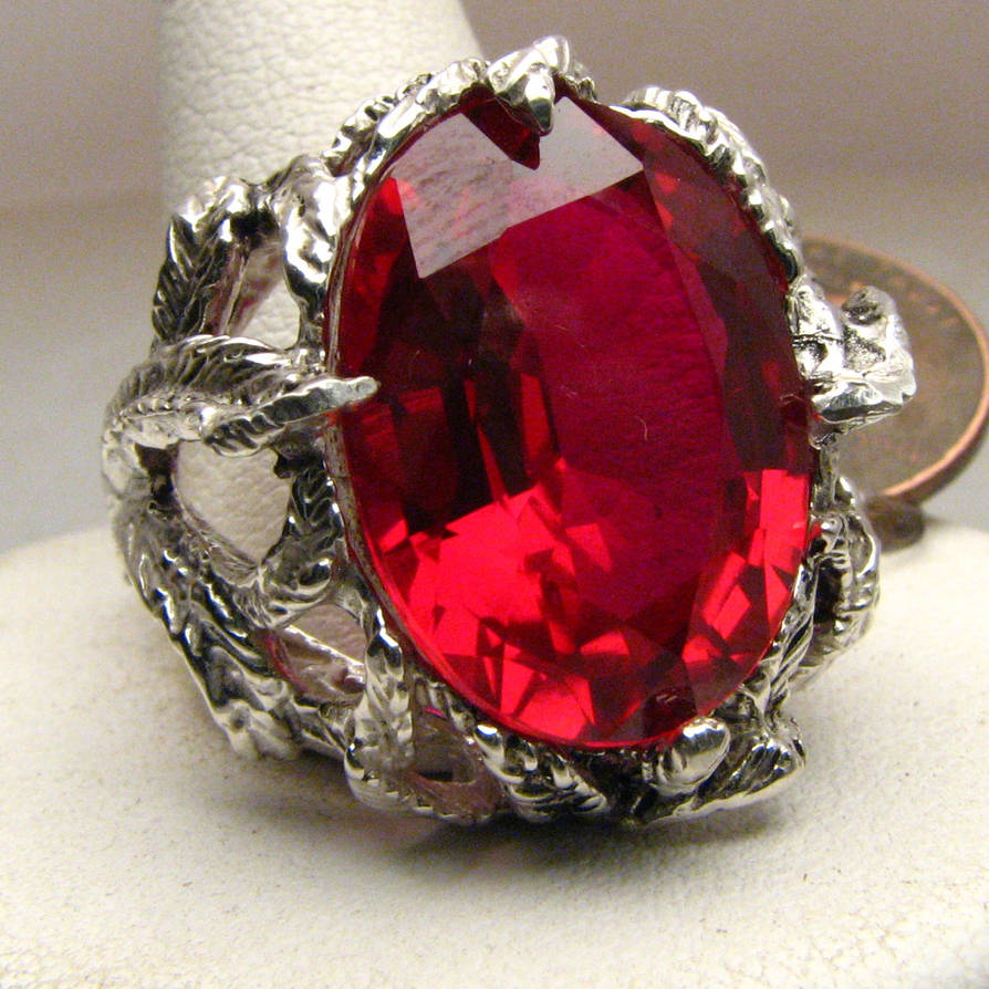 Ruby Stone Solid Sterling Silver Vine Ring by JandSGems
