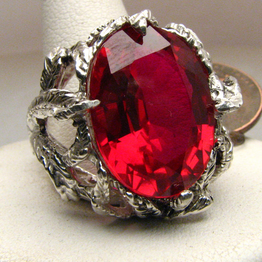 Ruby Stone Solid Sterling Silver Vine Ring by JandSGems