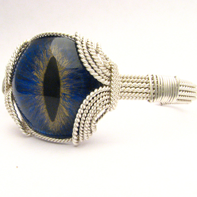 Dragon Eye Sterling Silver Wire Wrapped Bracelet