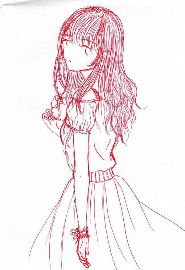 Anime girl, back view. by natnatc on DeviantArt
