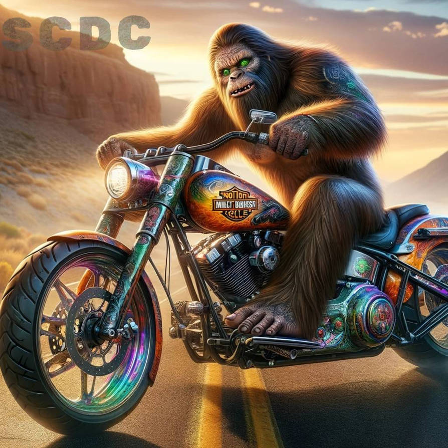 Big Foot Rider Bigfoot rides Harley by mecopeplo on DeviantArt