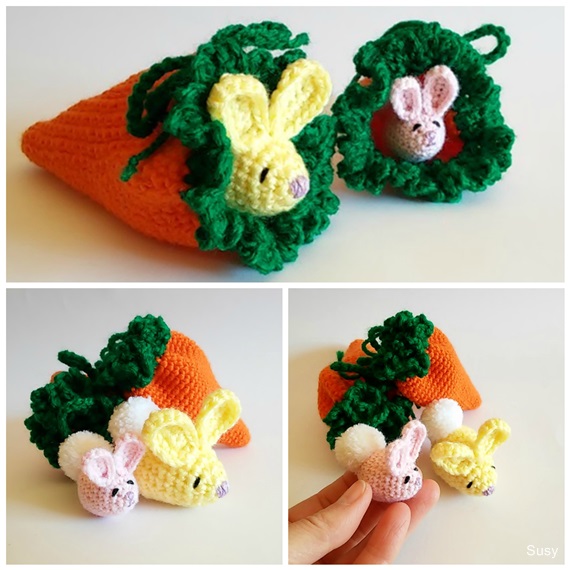 Amigurumi Easter Bunny + Carrot Pouch by SuniMam
