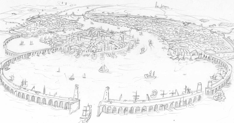 port town sketch