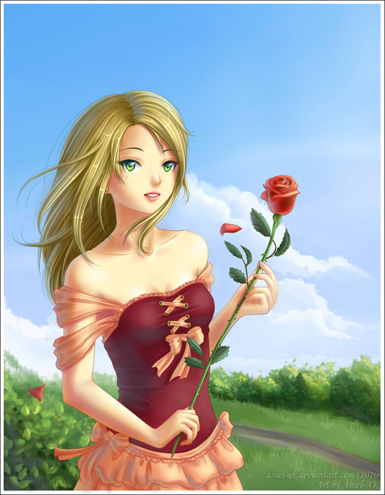 Girl with a rose:. by Aniel-AK on DeviantArt