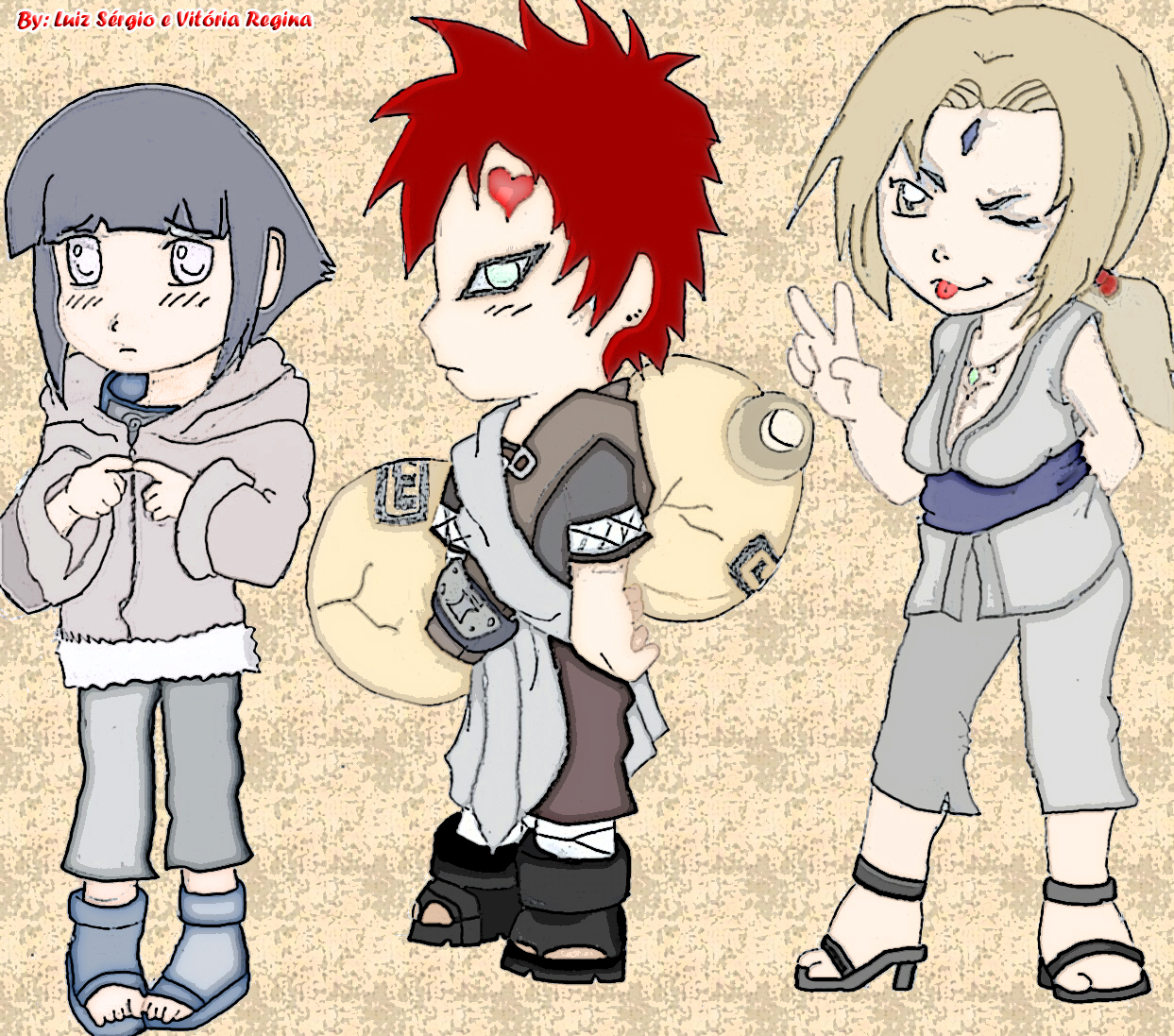 Hinata,Gaara e Tsunade chibi