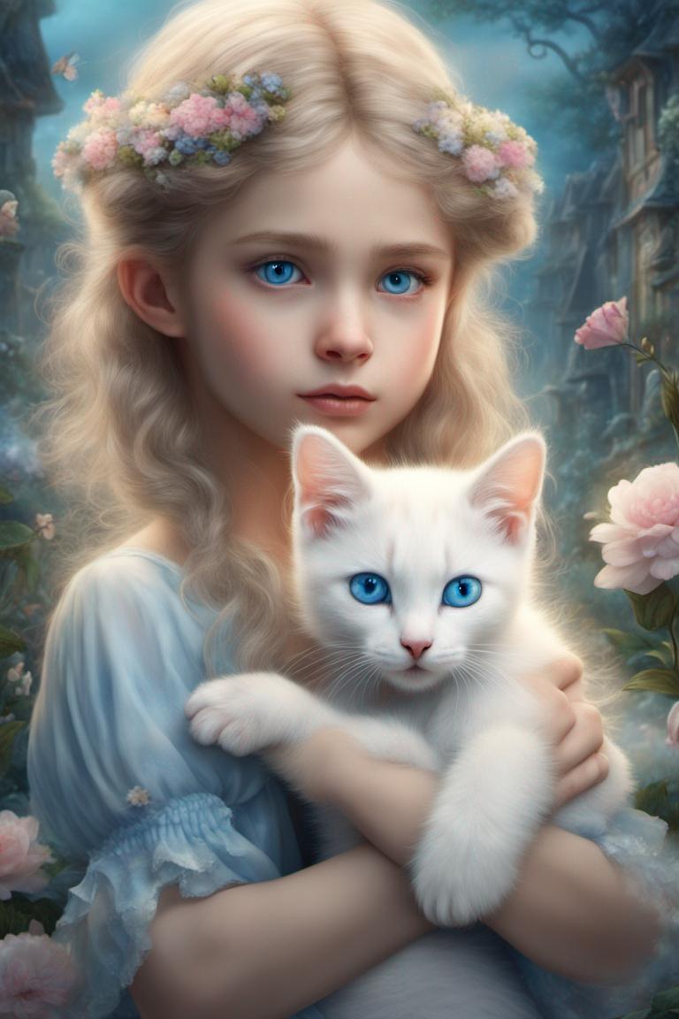 Fantasy Girl With Kitten by Amarillucky on DeviantArt