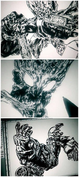 WIP Inking for more Kamen Riders