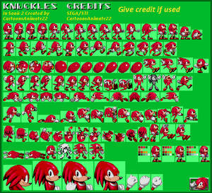 Knuckles Sonic 2 Style Sprite Sheet