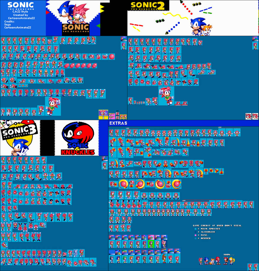 Custom / Edited - Sonic the Hedgehog Customs - Sonic (Sonic 2-Style,  Expanded) - The Spriters Resource