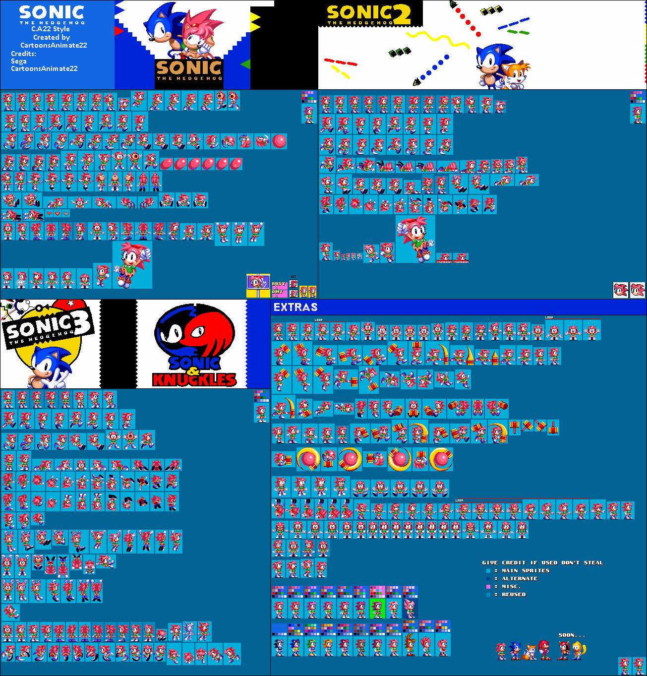 Custom / Edited - Sonic the Hedgehog Customs - Sonic (Sonic 3-Style,  Expanded) - The Spriters Resource