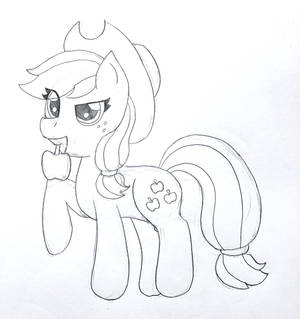 Sketch of Applejack Holding An Apple