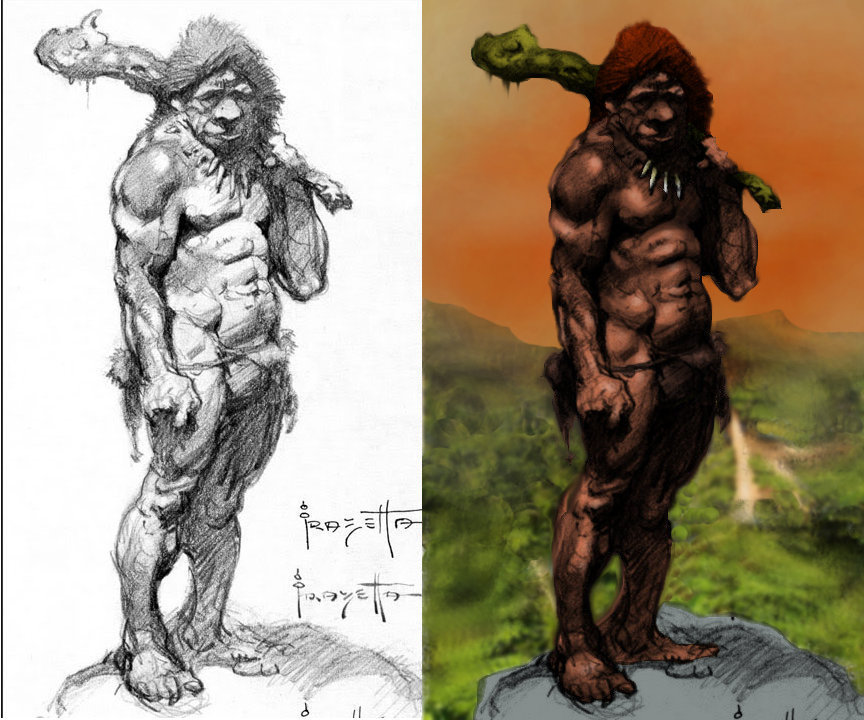 Frank Frazetta sketch colored